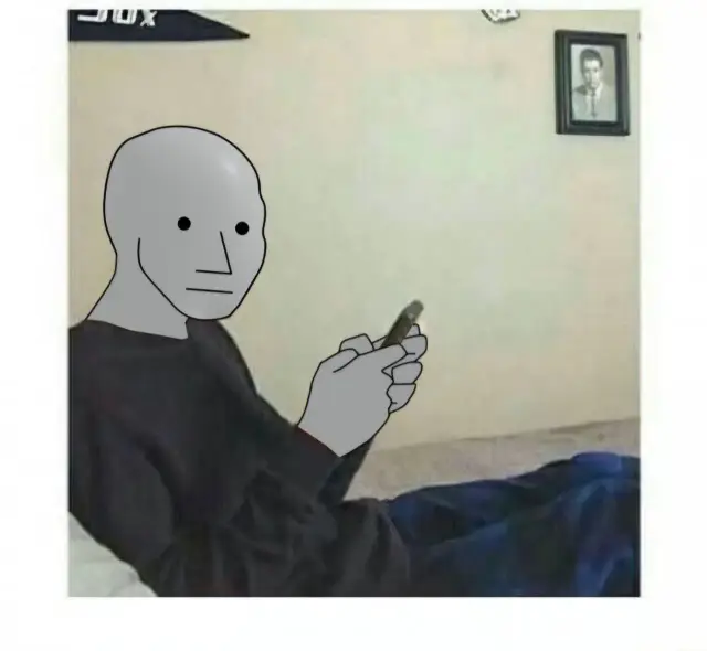 NPC checking a phone
